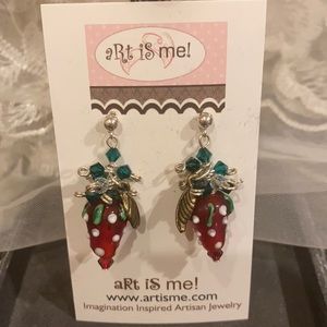 STERLING SILVER LAMPWORK & SWAROVSKI EARRINGS